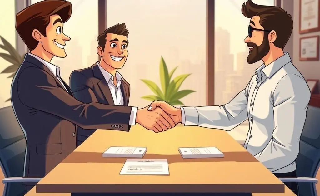 Insurance agent and real estate investor shaking hands.