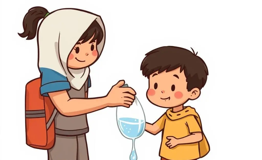 Aid worker offering support to a child