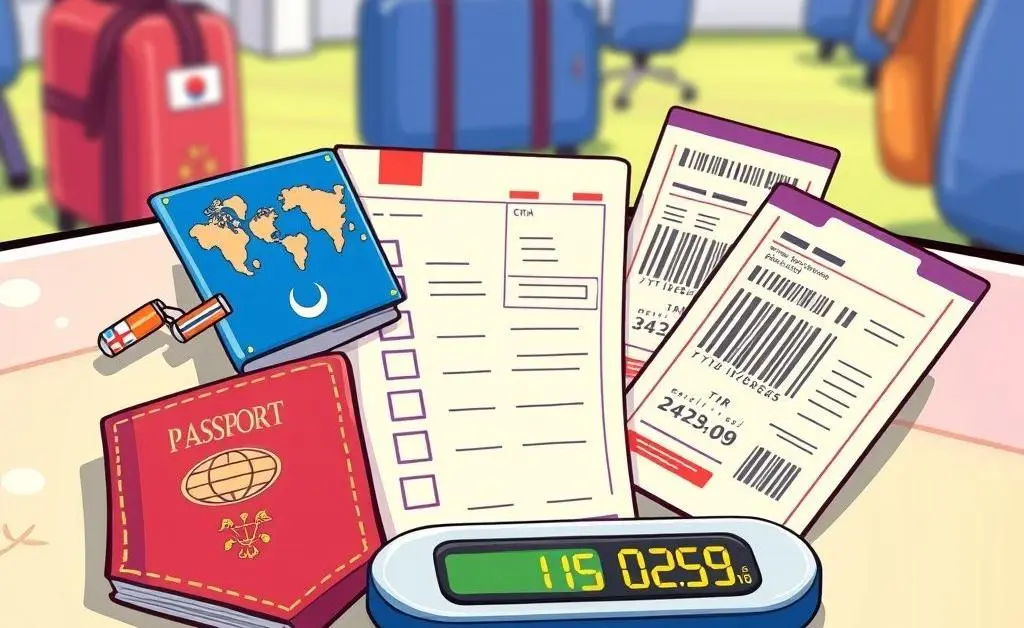Traveler checklist with travel essentials