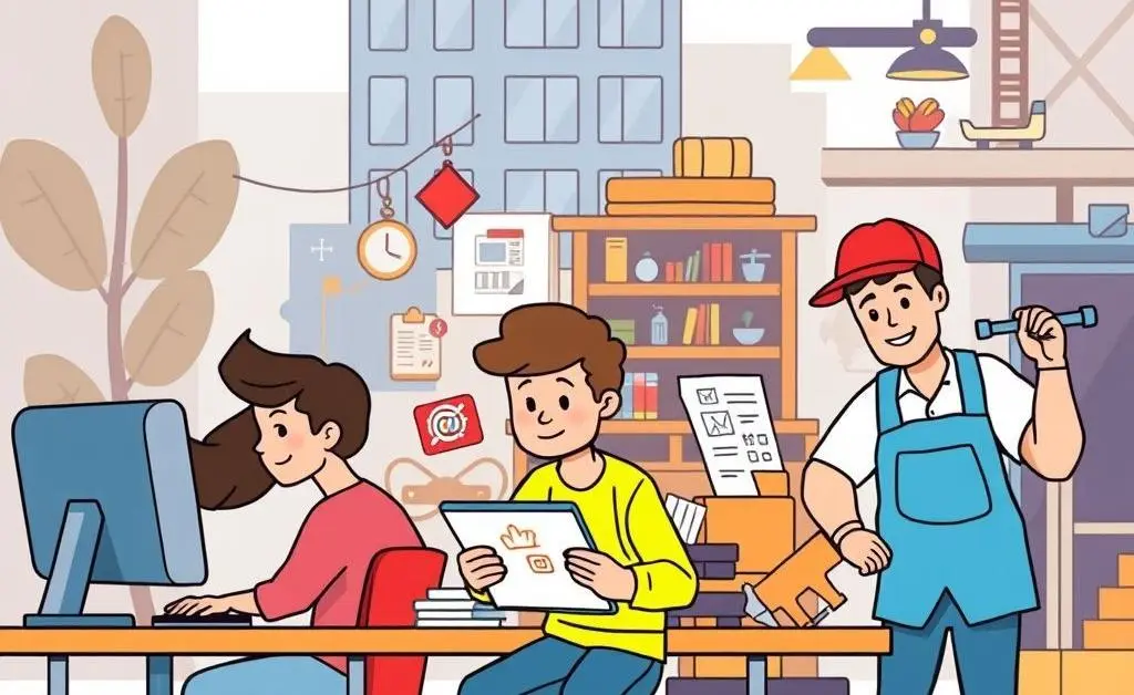Image of diverse career paths like coding, graphic design, and trade skills