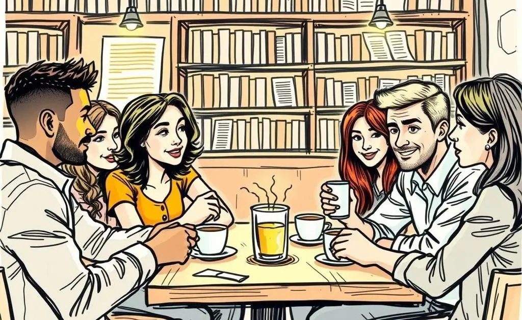 People discussing alternative investment strategies over coffee.