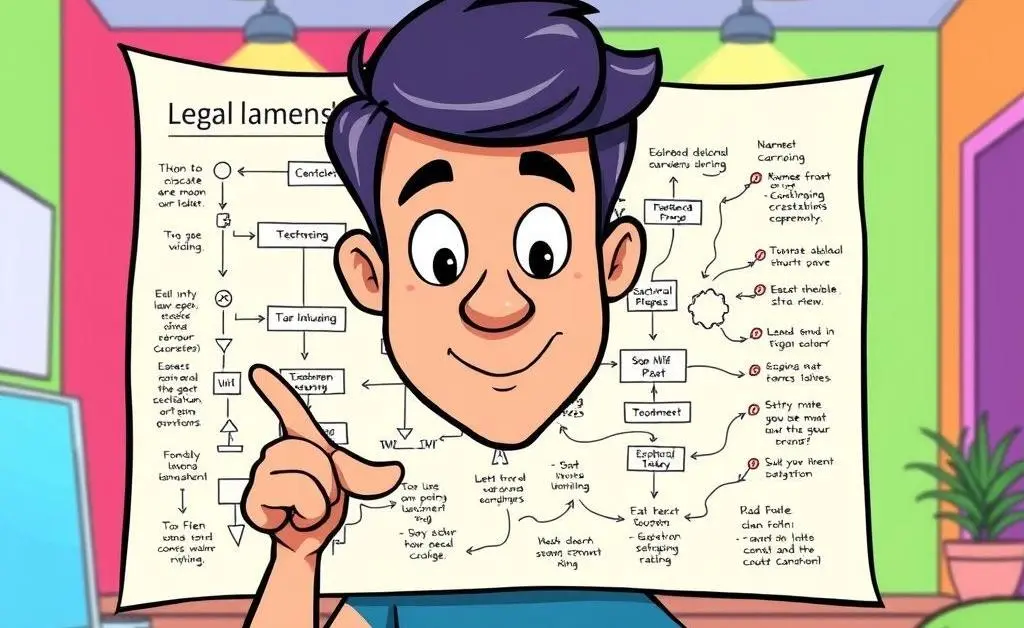 Person examining a flowchart of law changes