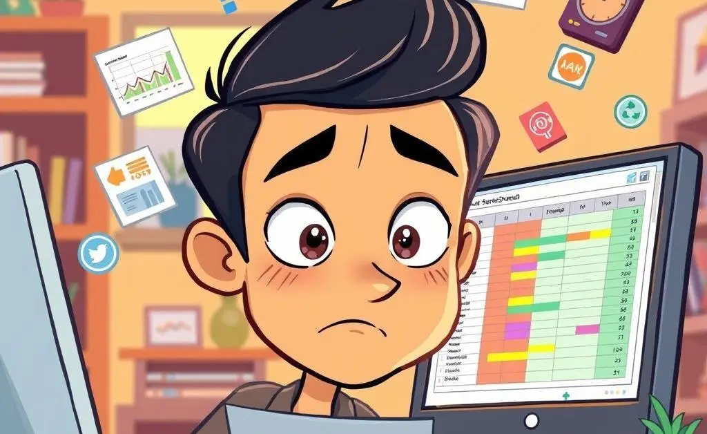 Person analyzing a spreadsheet thoughtfully