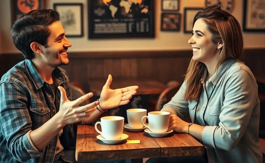 Friends having a casual discussion over coffee