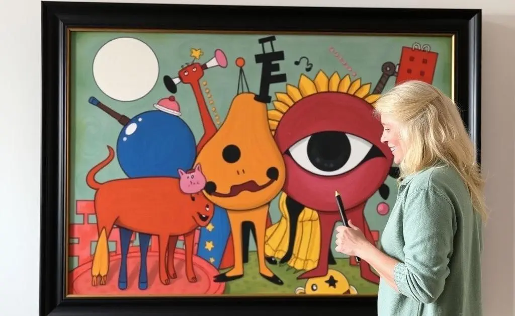 Person choosing an eccentric art piece for their home