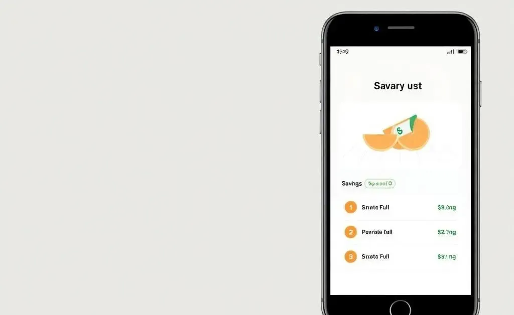 Smartphone displaying a savings app