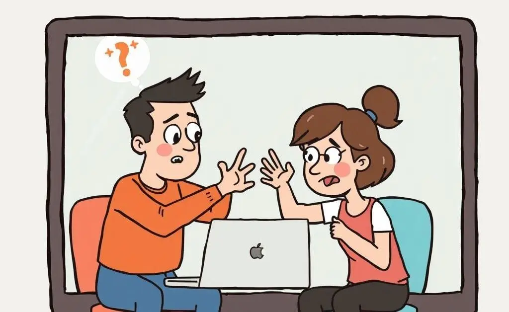 Two people avoiding online conflict