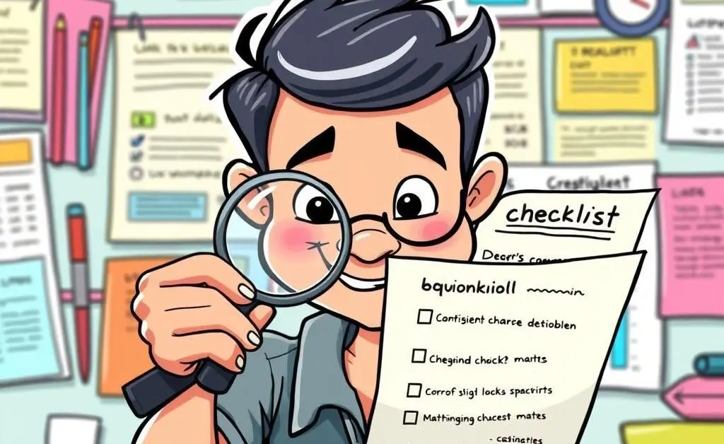 Person analyzing a checklist labeled as 'background check'