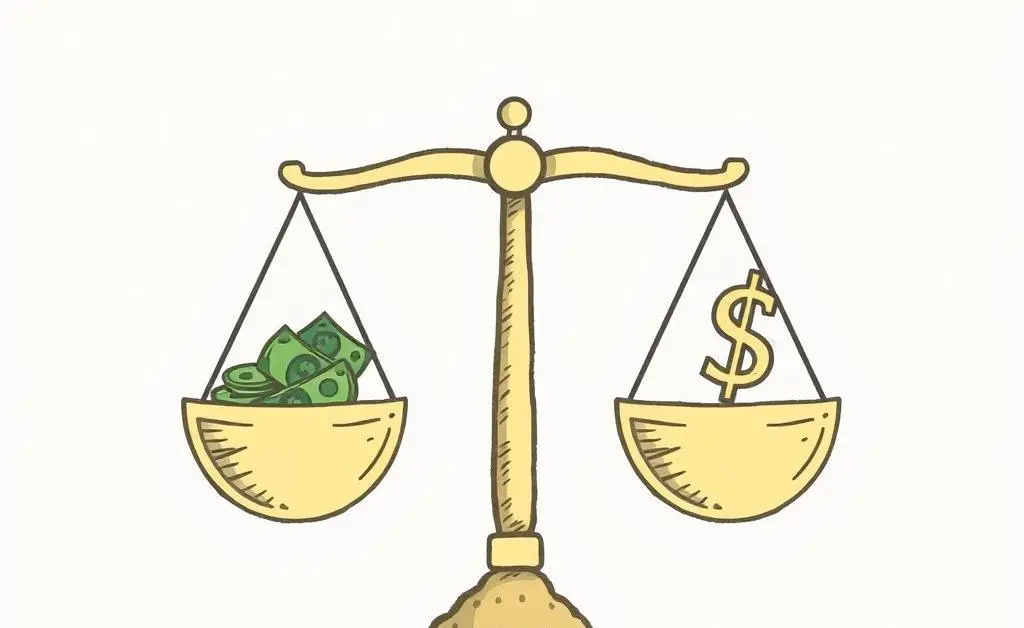 Balance scale with money and travel rewards on either side.