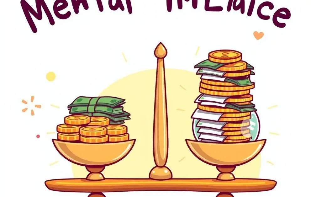 A balance scale representing mental and financial balance