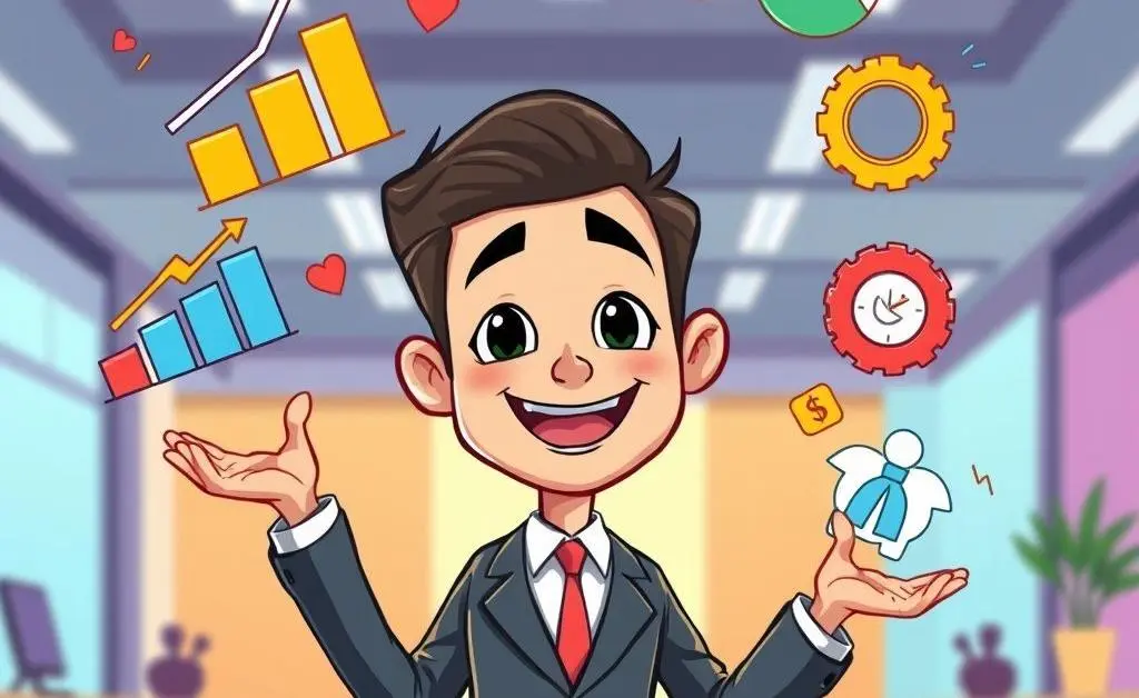 Balanced finance expert juggling skills