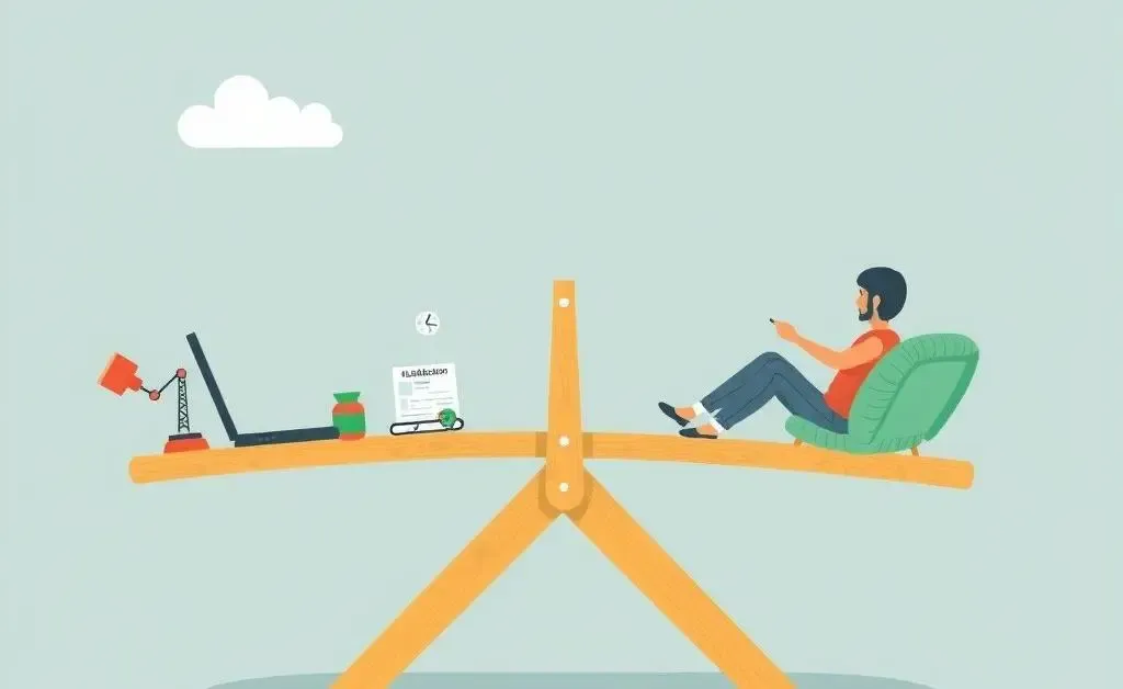 An illustration of balancing work and relaxation.
