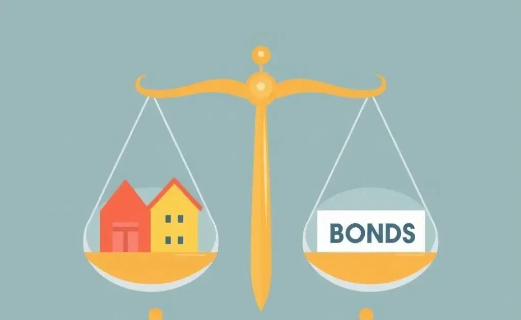 Balanced portfolio illustration showing stocks and bonds
