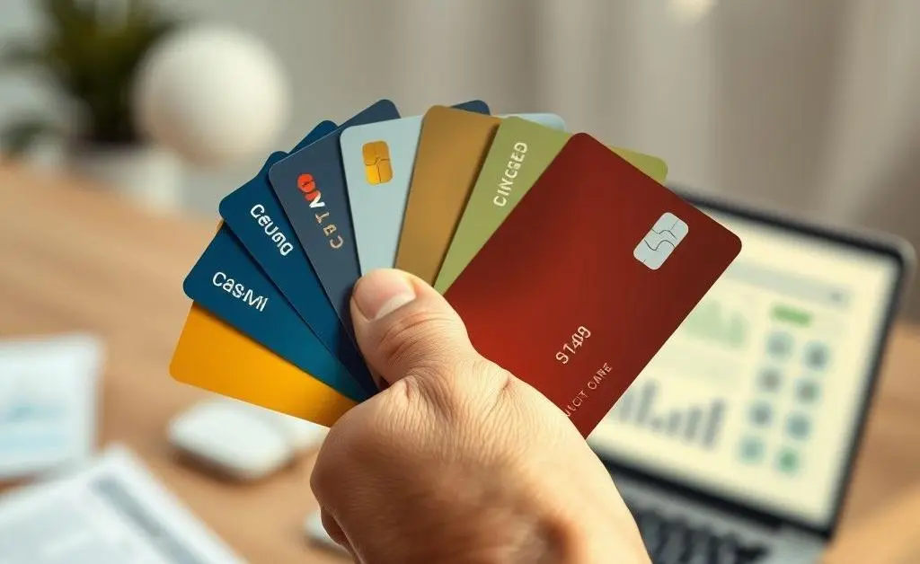 A hand holding multiple credit cards, symbolizing balance and moderation.