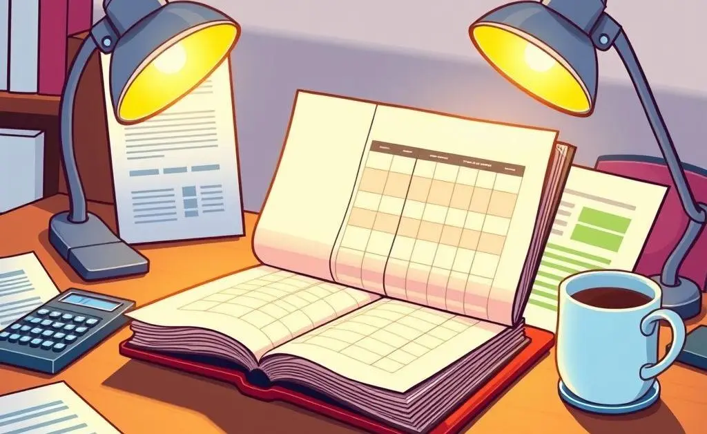 Bank record book illustration