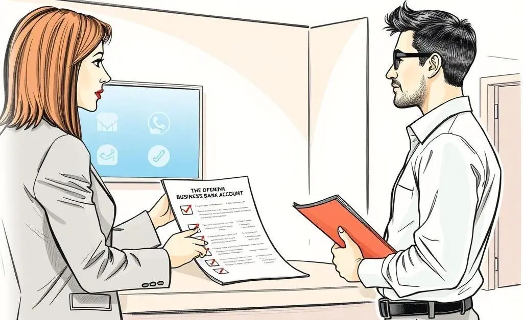 Bank representative explaining necessary business bank account documents