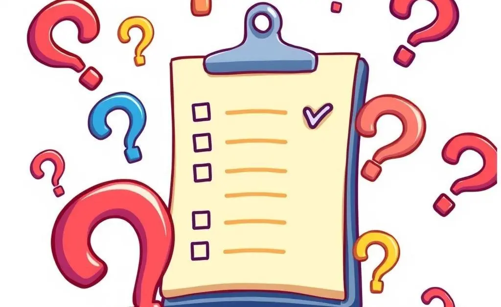 Checklist and question marks symbolizing banking questions