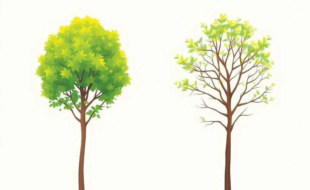 An illustration showing the impressive results of careful tree trimming