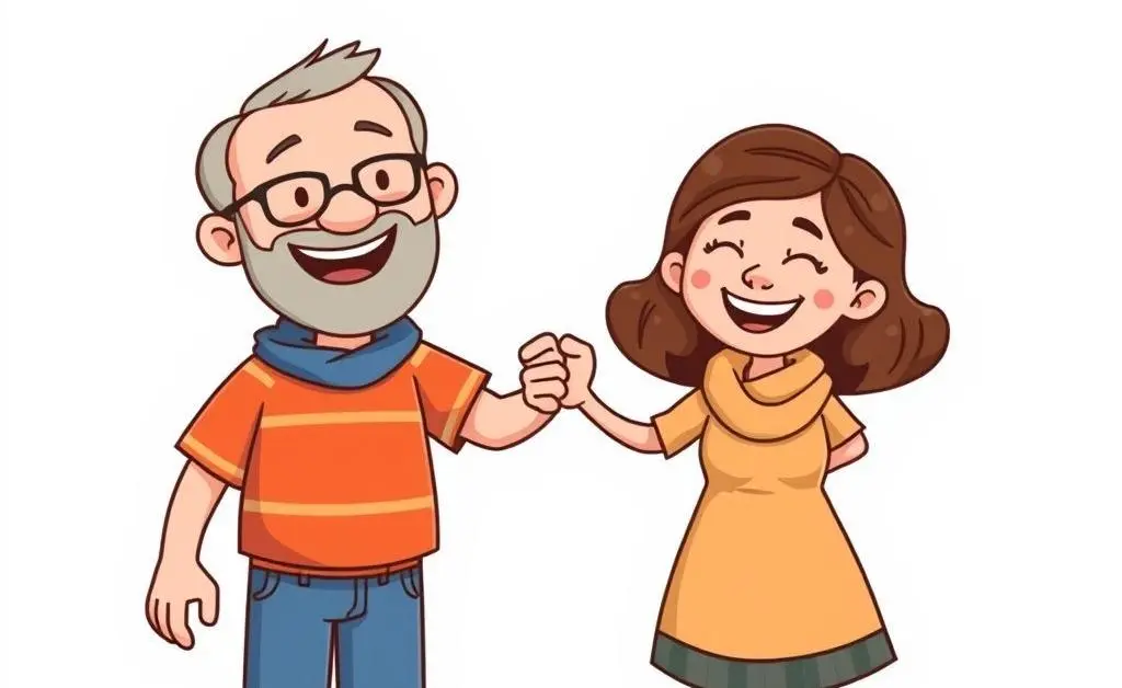 Beneficiaries happily holding hands