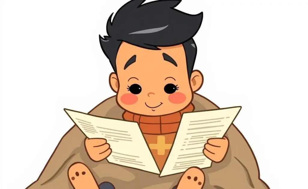 Person wrapped in a blanket, reviewing investment documents