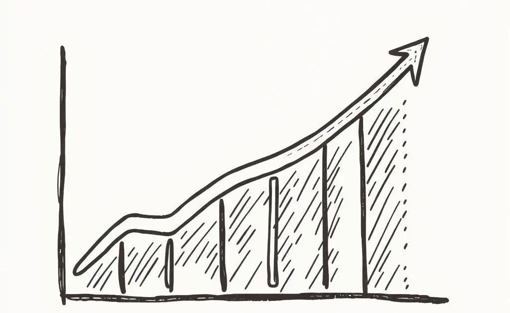 A hand-drawn style image depicting a growth chart with bonds on it, symbolizing investment growth.