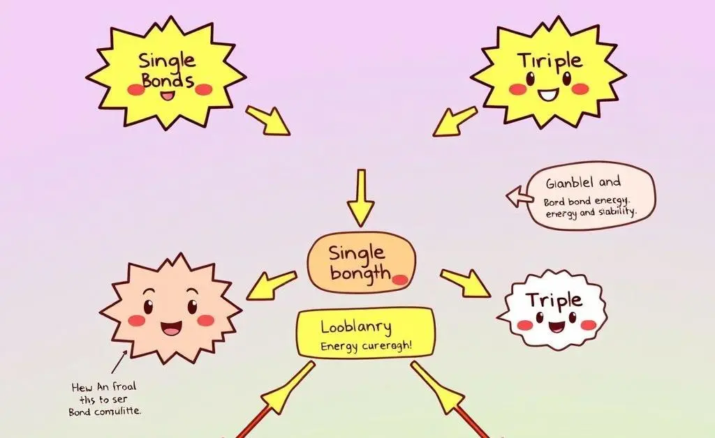 Cartoon-style flowchart showing different types of bond orders and their characteristics