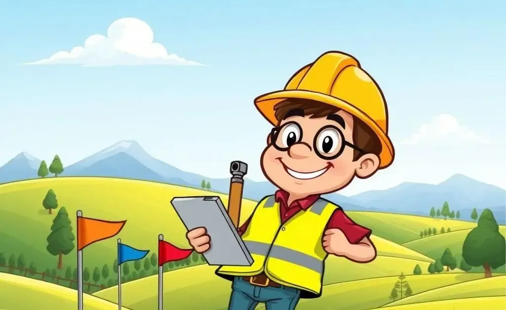 Illustration of a surveyor assessing boundaries