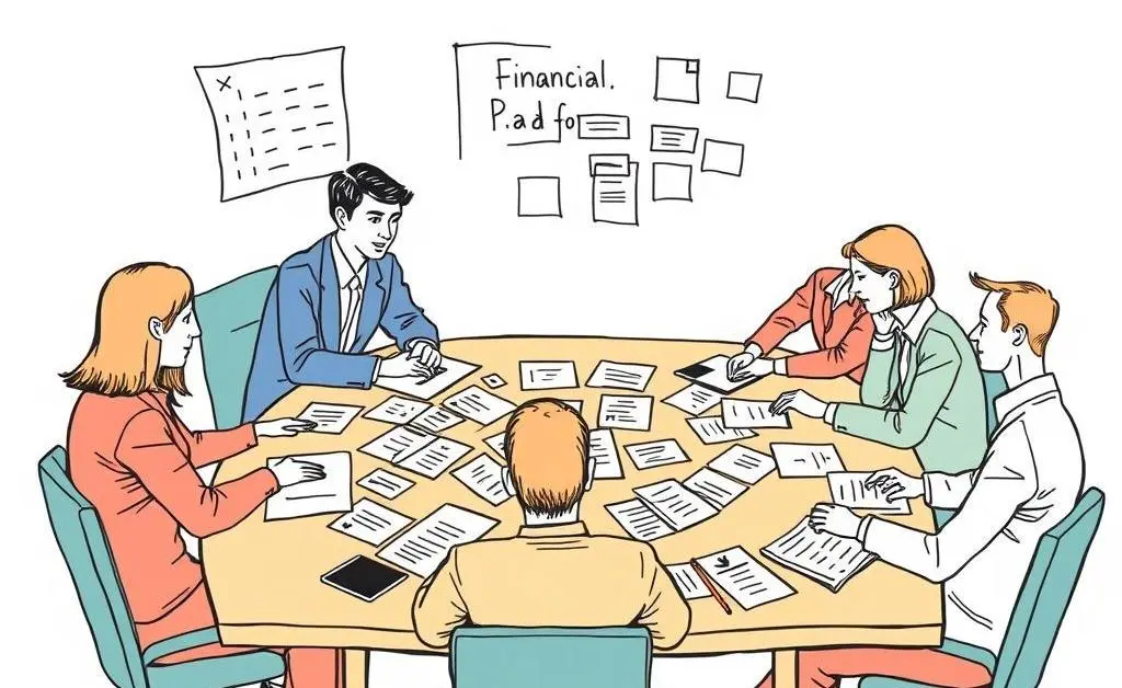 Illustration of people brainstorming financial strategies