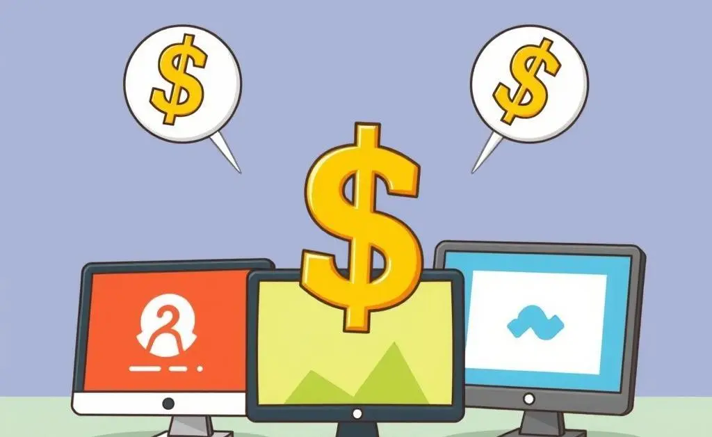 Different brokerage platforms with fee dollar signs