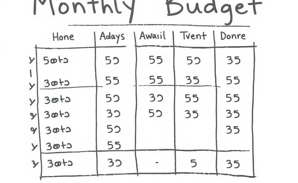 A hand-drawn style chart showing a breakdown of a monthly budget.