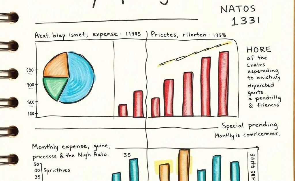Hand-drawn budget breakdown chart.