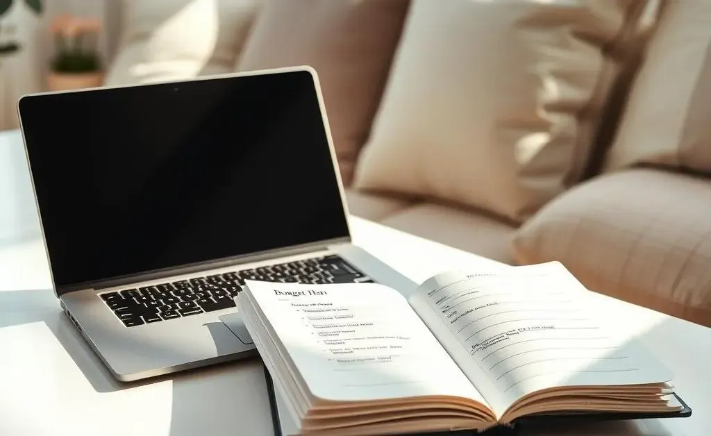 A calm workspace with budget plans