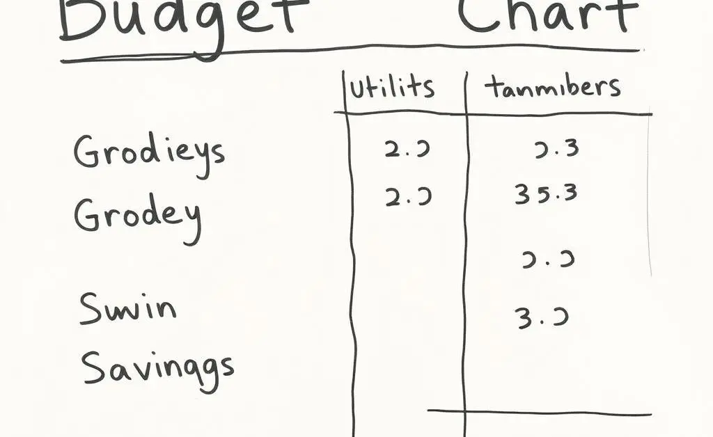 Illustrative chart of budget categories like groceries and savings