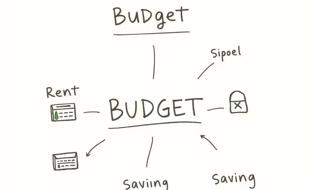 Hand-drawn style diagram of different budget categories.