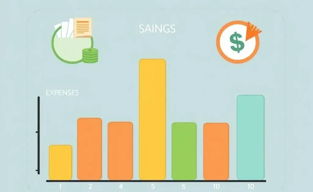 Simple budget chart with savings, expenses, and investments