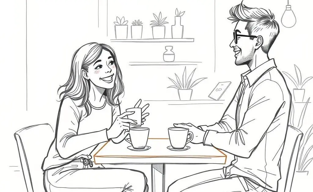 Two friends discussing personal finance over coffee