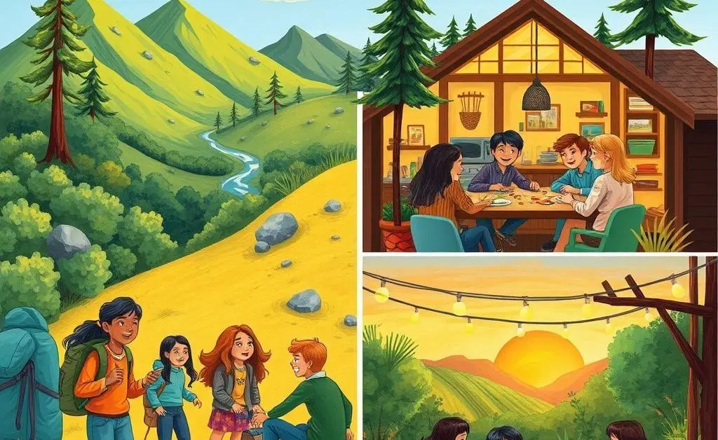 Various budget-friendly activities like hiking, game night, and a potluck dinner.