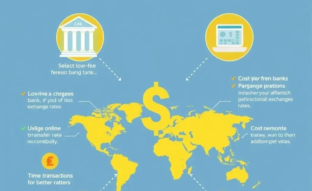 Diagram with budget-friendly tips for international transfers.