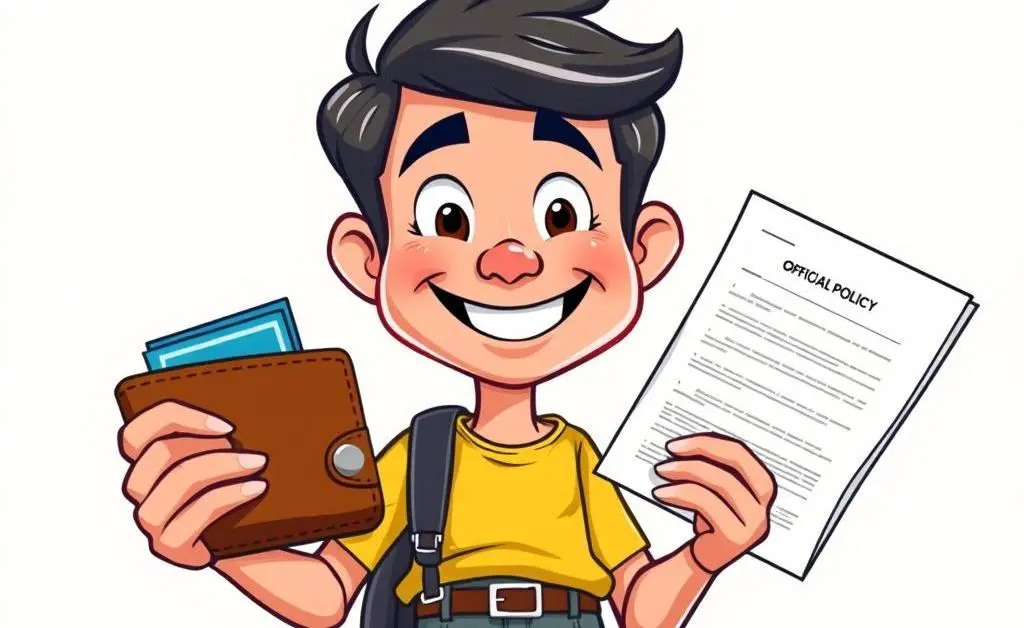 A person holding a wallet and policy documents