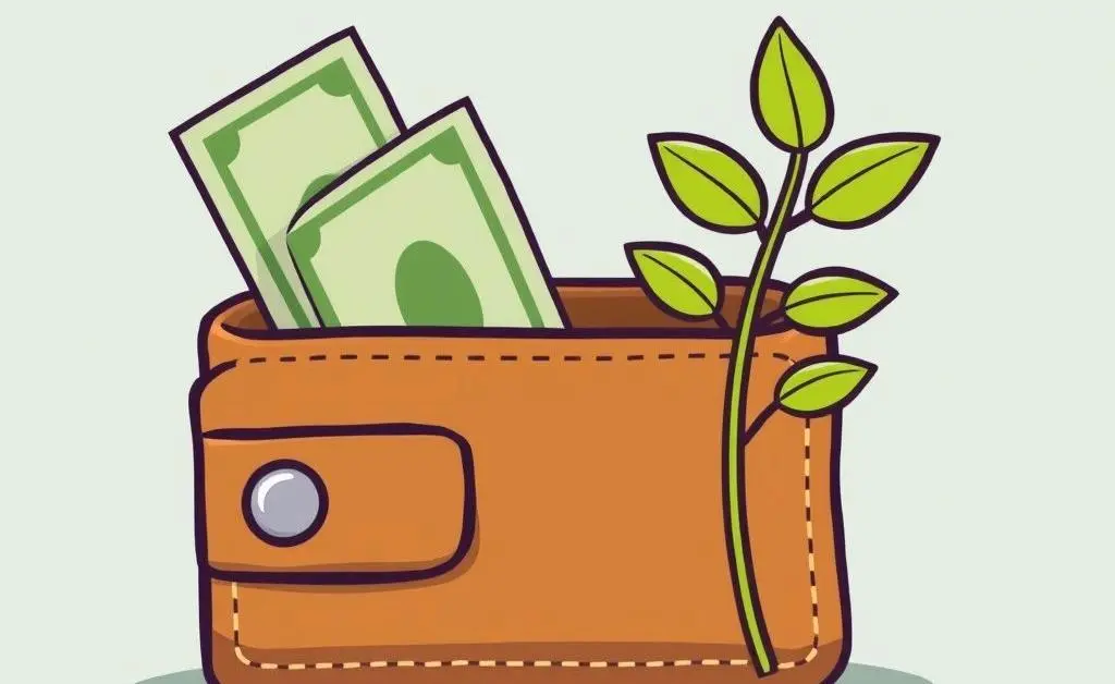 Wallet with growing plant symbolizing budget-friendly investing