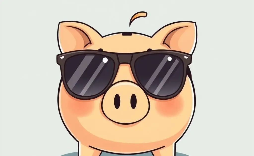 Scene of a piggy bank with sunglasses illustrating budget-friendly protection