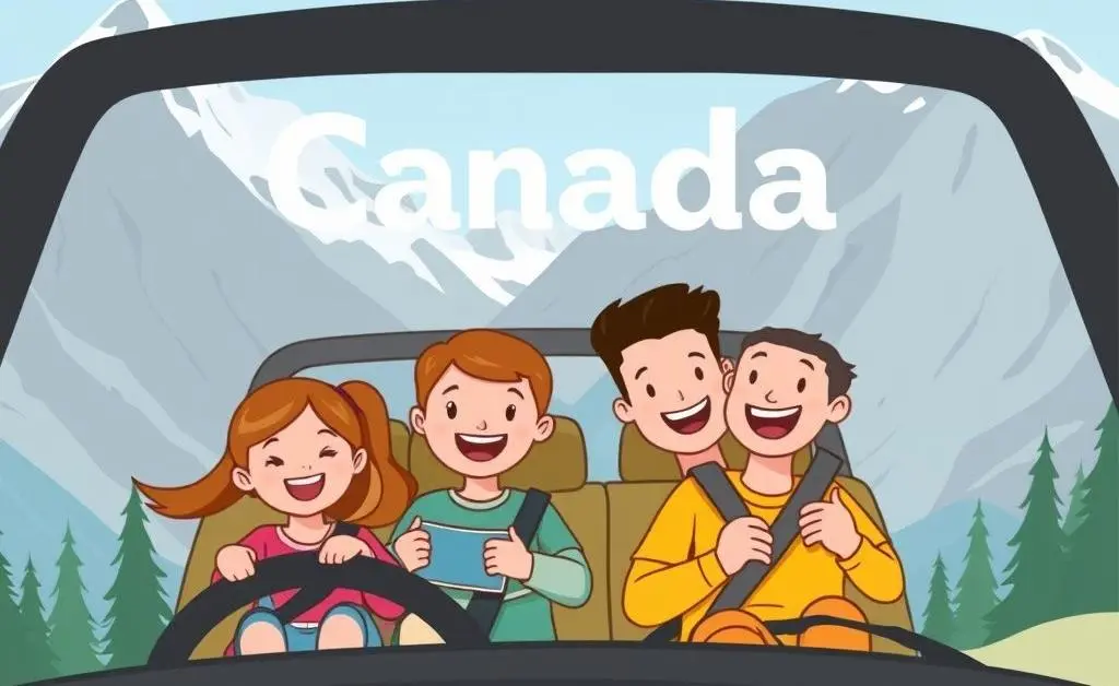 A family enjoying a budget-friendly road trip in Canada