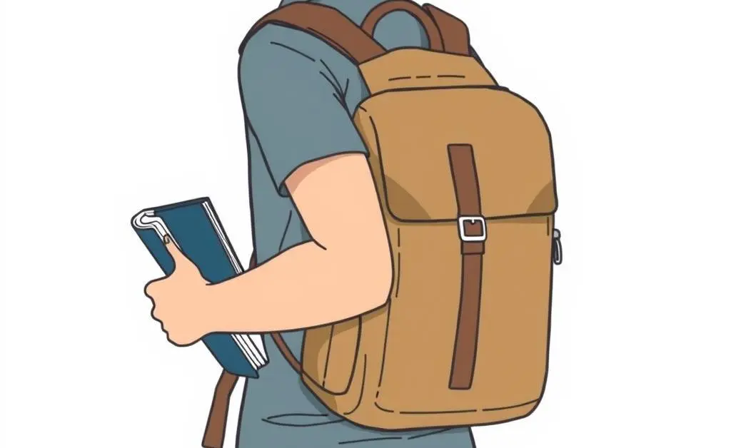 A minimalist illustration of a person planning a travel itinerary with minimalistic travel icons.