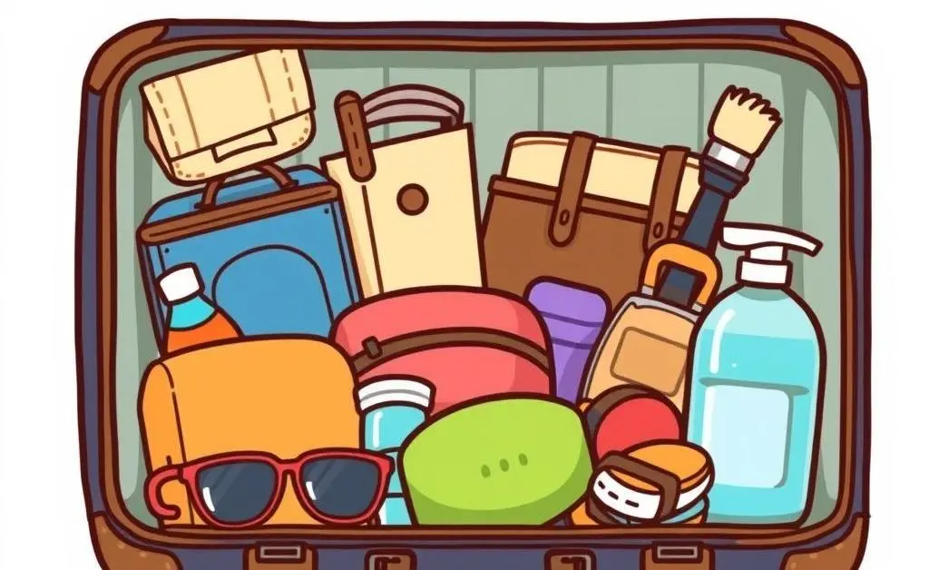 A suitcase filled with affordable travel essentials.