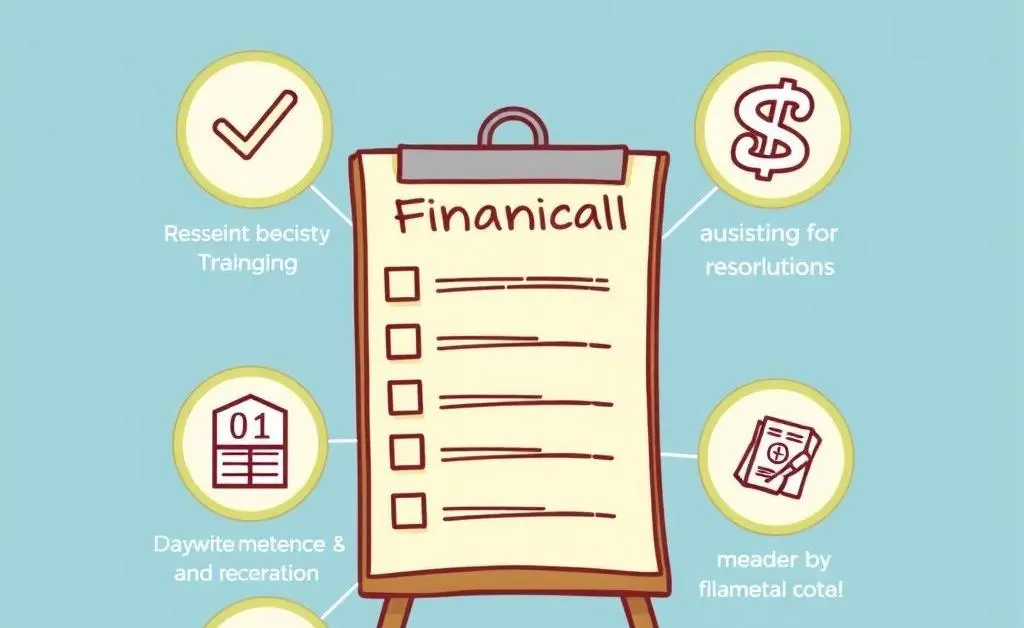 A checklist of financial goals like savings and investments