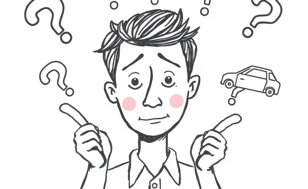 A puzzled person with dollar signs and question marks