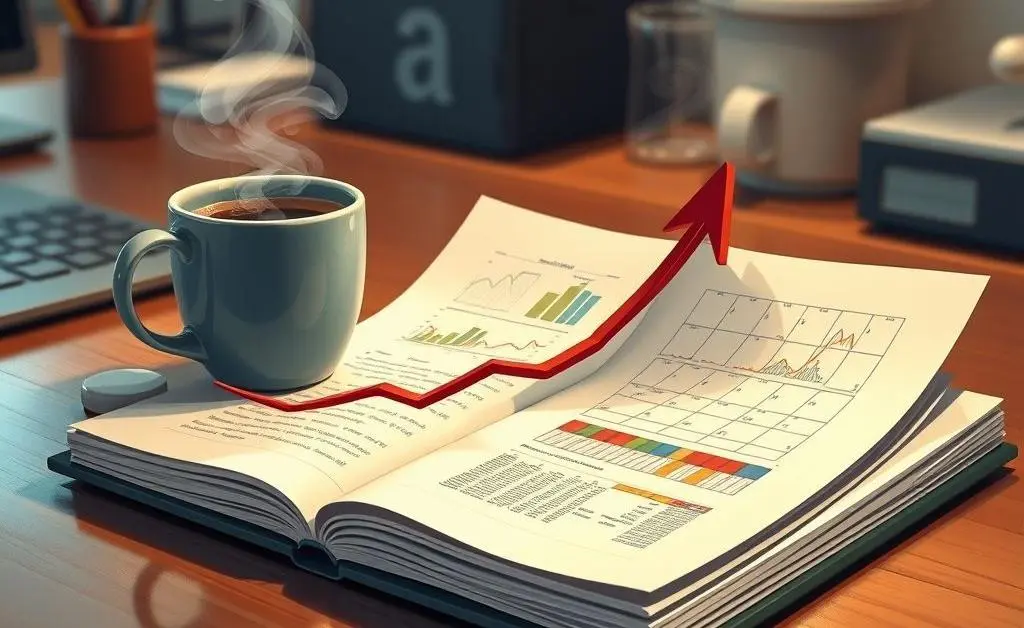 Notepad with a budget plan and coffee cup on a desk