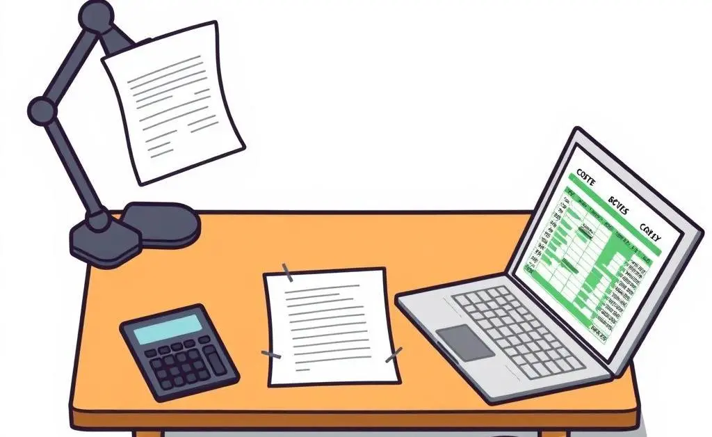 A desk with budget planning tools for mortgage strategy.