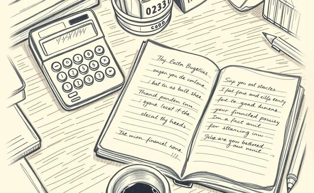 Desk with budgeting tools