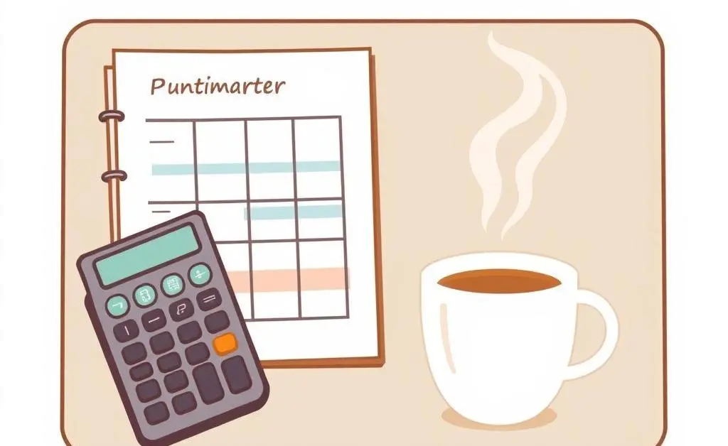 A desk with a budget planner.